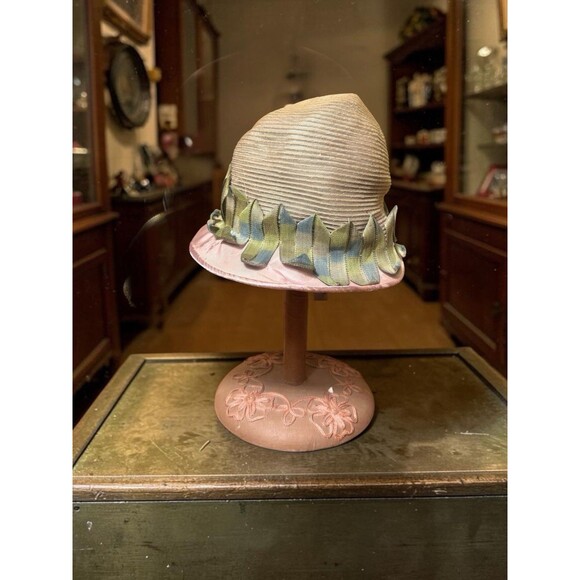 Antique Edwardian Early 1920s Cloche Slouch Hat Flapper Art Deco By Betsy Weir main image 9